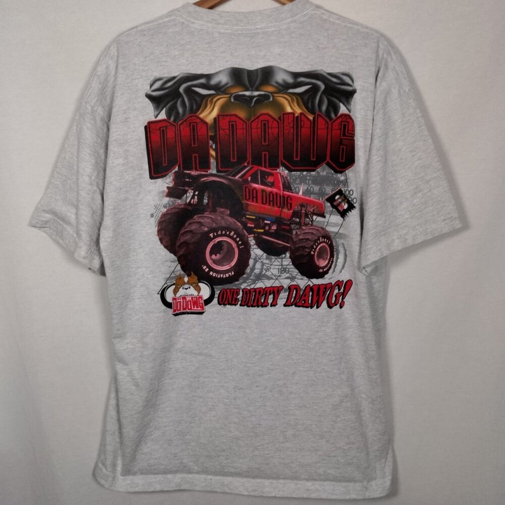 Vintage Da Dawg Shirt Men XL Gray One Dirty Dawg Monster Truck Rottweiler Dog - Picture 2 of 9